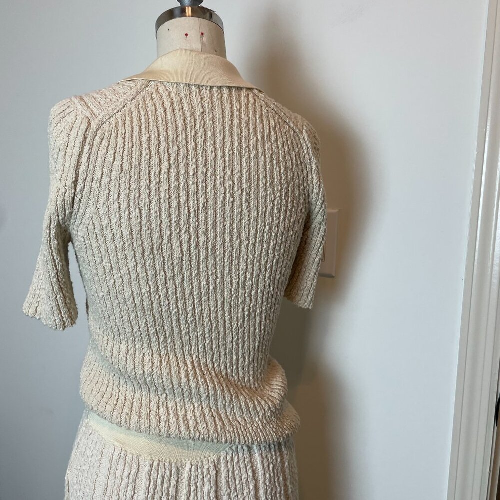 TORY BURCH Ribbed Pleated Knit Sweater Midi Skirt Matching Set \\ M - Picture 8 of 13
